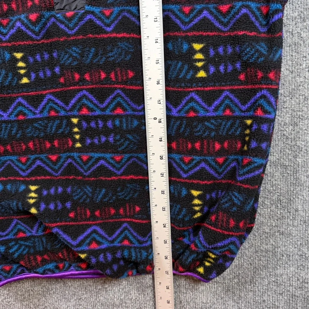 Columbia Aztec Geometric Vintage 90s Made in USA T Snap Fleece Pullover M Black